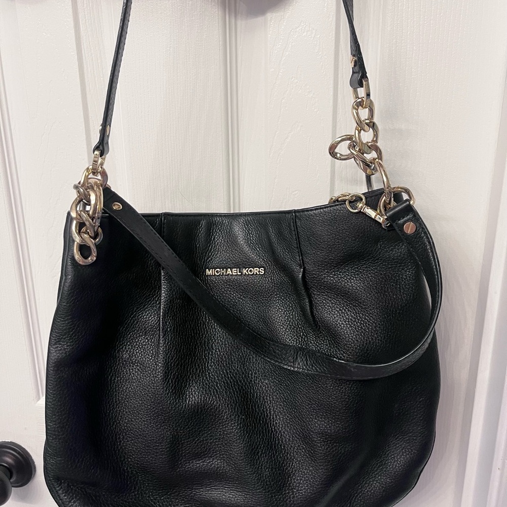 Michael Kors Black Leather Chain Shoulder Bag